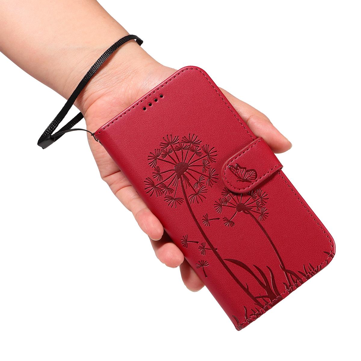 For Redmi K90 Pro Max/Poco F8 Ultra Dandelion Embossed Pattern Flip Leather Phone Case(Red)