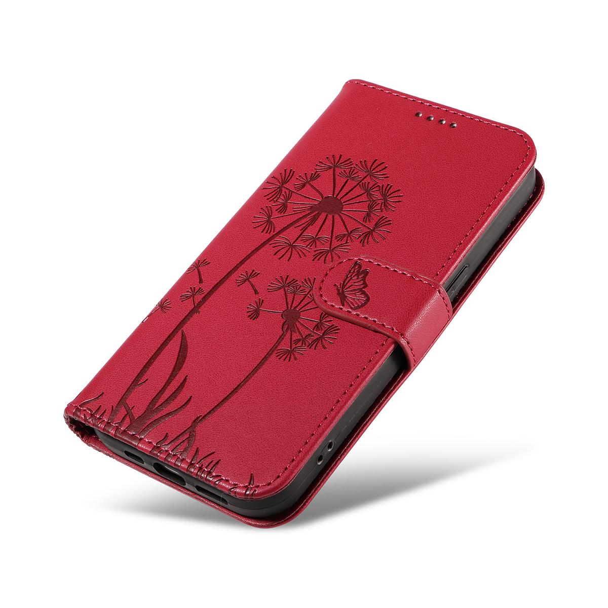For Redmi K90 Pro Max/Poco F8 Ultra Dandelion Embossed Pattern Flip Leather Phone Case(Red)