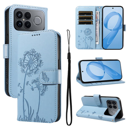 For Redmi K90 Pro Max/Poco F8 Ultra Dandelion Embossed Pattern Flip Leather Phone Case(Sky Blue)