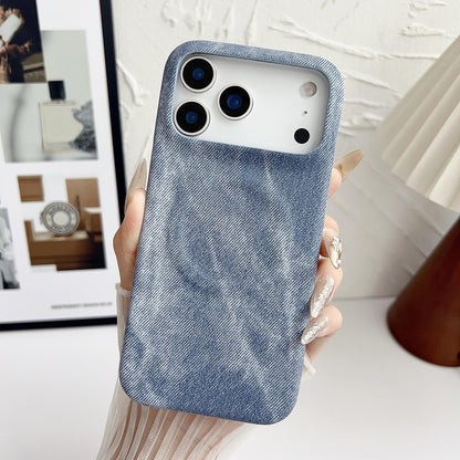 For iPhone 18 Pro Max Denim MagSafe Magnetic PC + PU Phone Case - Grayish Blue - EDA007725822B