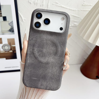 For iPhone 18 Pro Max Denim MagSafe Magnetic PC + PU Phone Case - Dark Grey - EDA007725822D