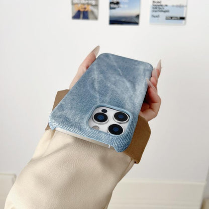 For iPhone 17 Pro Max Denim MagSafe Magnetic PC + PU Phone Case - Cherry Red - EDA007725817E