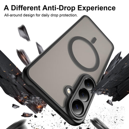 For Galaxy S26 FE 5G Fan Dun Series TPU Hybrid PC Frosted Magsafe Phone Case - Black - EDA007729011A