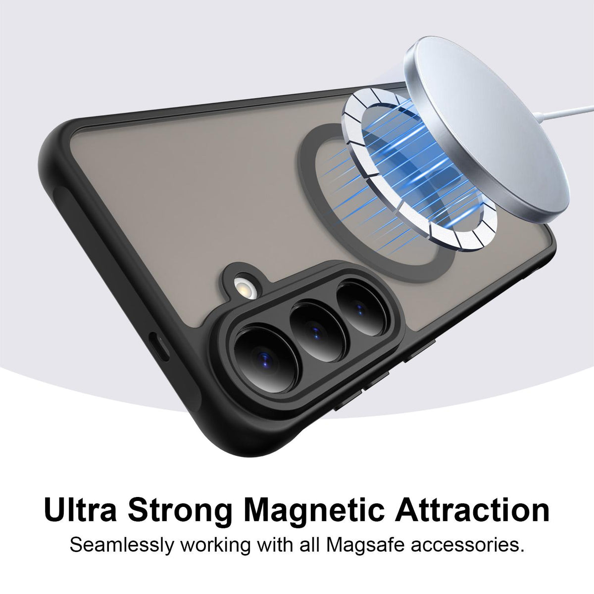 For Galaxy S26 FE 5G Fan Dun Series TPU Hybrid PC Frosted Magsafe Phone Case - Black - EDA007729011A