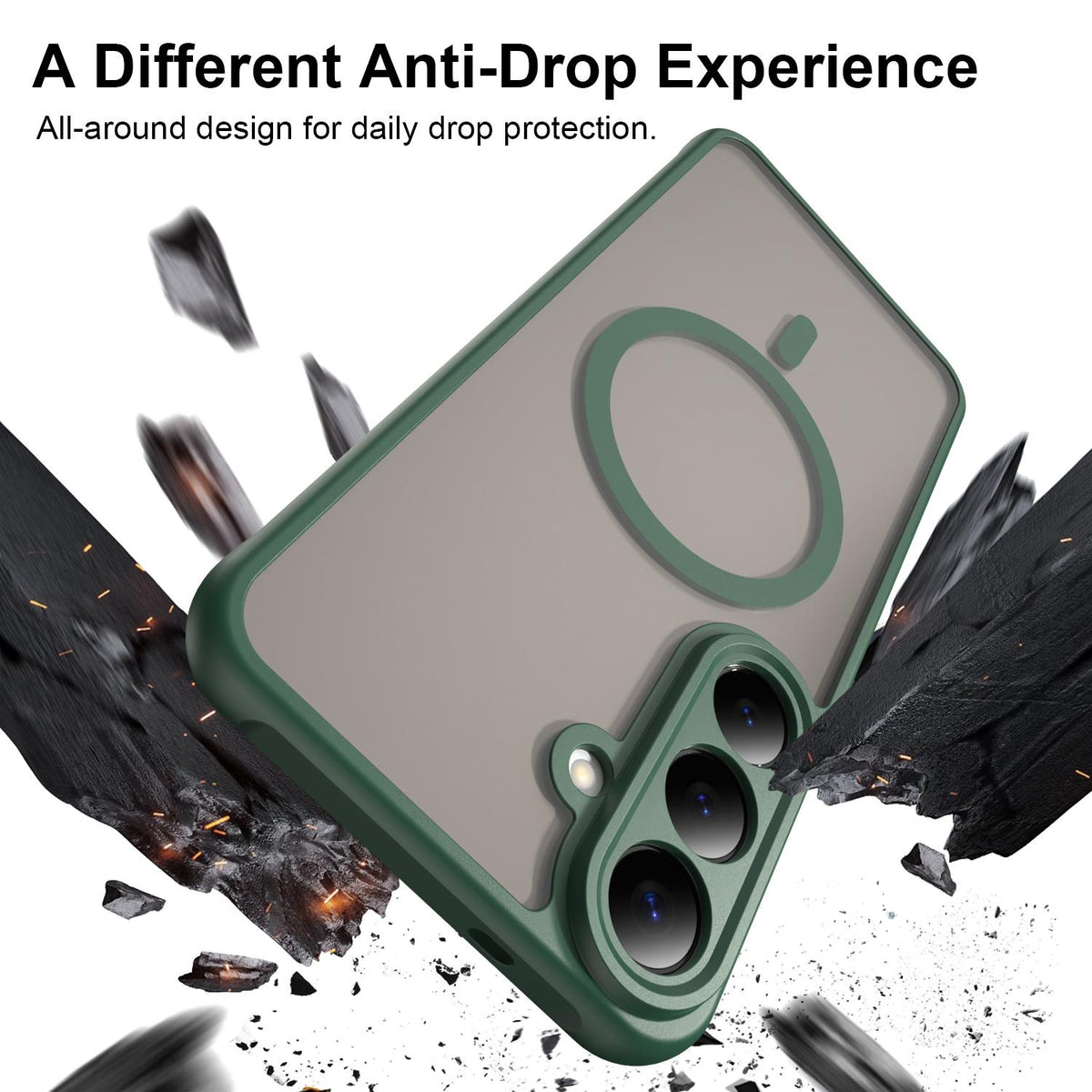 For Galaxy S26 FE 5G Fan Dun Series TPU Hybrid PC Frosted Magsafe Phone Case - Green - EDA007729011C