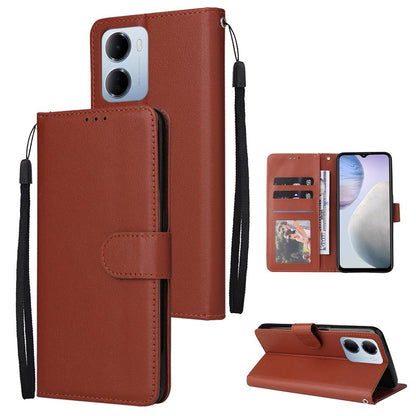 For Redmi 15a 5G 3-Card Slots Multifunctional Leather Phone Case - Brown - EDA007752813A