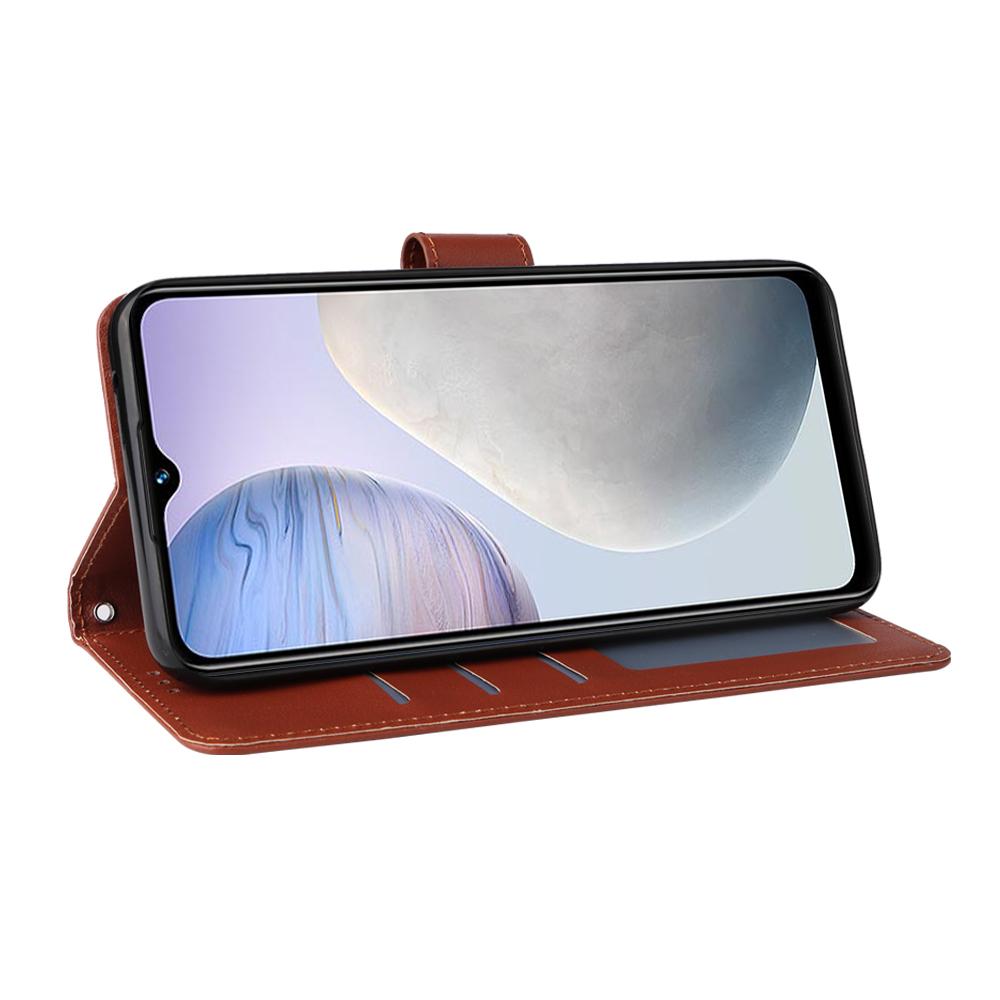 For Redmi 15a 5G 3-Card Slots Multifunctional Leather Phone Case - Brown - EDA007752813A