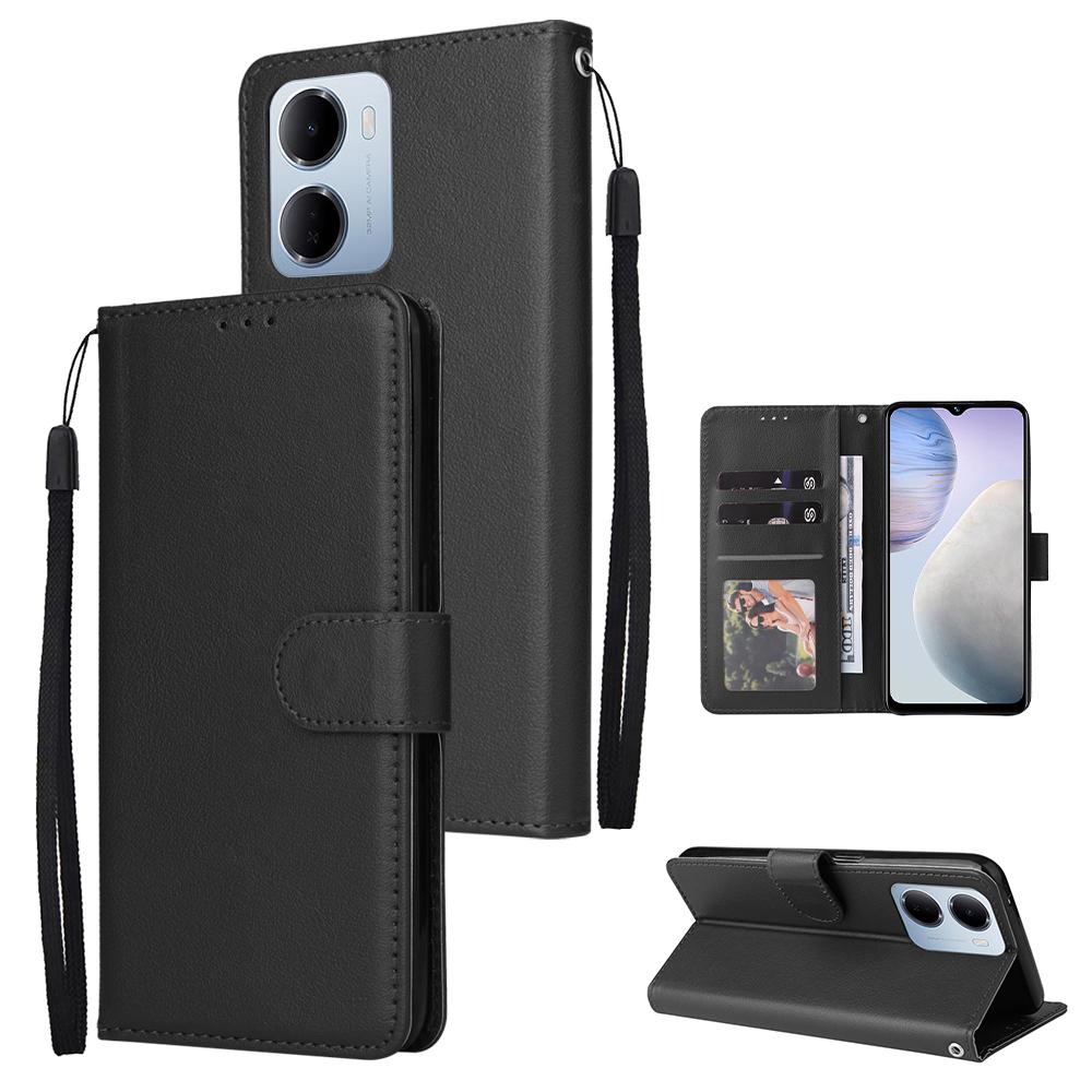 For Redmi 15a 5G 3-Card Slots Multifunctional Leather Phone Case - Black - EDA007752813C