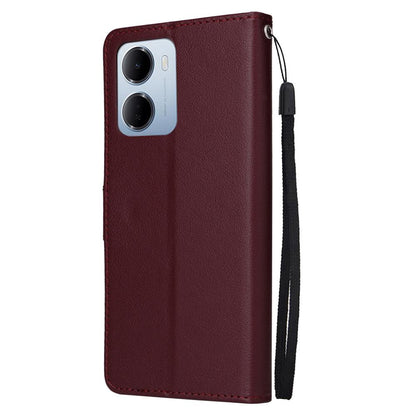 For Redmi 15a 5G 3-Card Slots Multifunctional Leather Phone Case - Wine Red - EDA007752813E