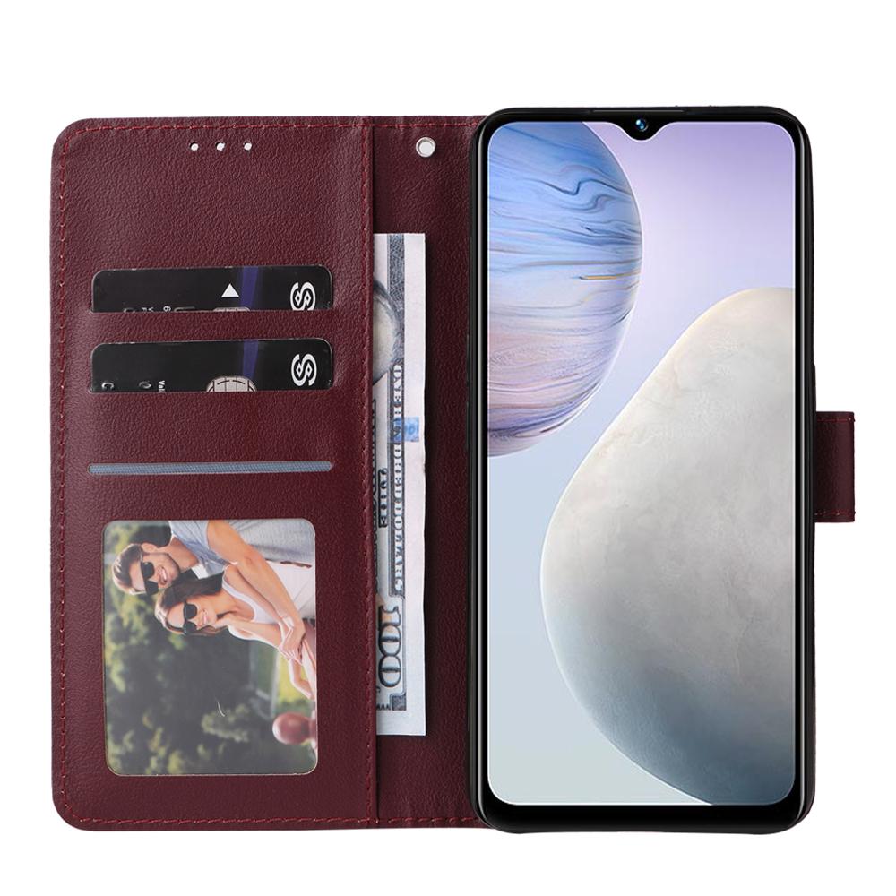 For Redmi 15a 5G 3-Card Slots Multifunctional Leather Phone Case - Wine Red - EDA007752813E