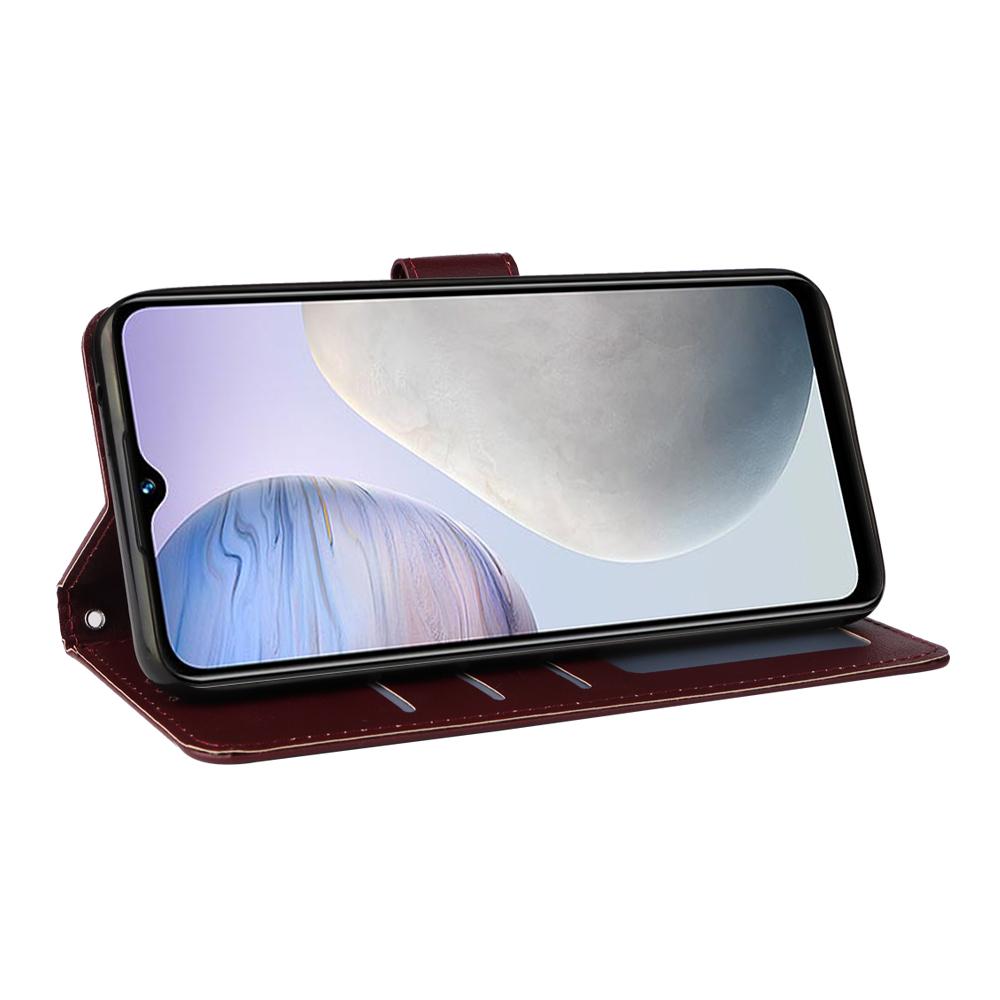 For Redmi 15a 5G 3-Card Slots Multifunctional Leather Phone Case - Wine Red - EDA007752813E