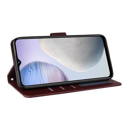 For Redmi 15a 5G 3-Card Slots Multifunctional Leather Phone Case - Wine Red - EDA007752813E