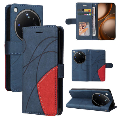 For OPPO Find X9 Ultra 5G Dual-color Splicing Flip Leather Phone Case - Blue - EDA007758710A