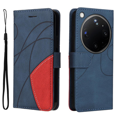 For OPPO Find X9 Ultra 5G Dual-color Splicing Flip Leather Phone Case - Blue - EDA007758710A