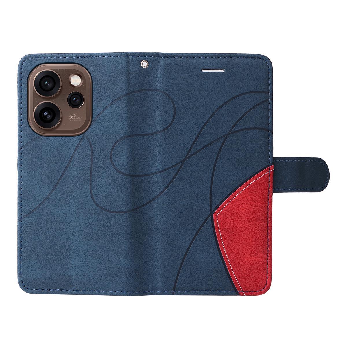 For OPPO Find X9 Ultra 5G Dual-color Splicing Flip Leather Phone Case - Blue - EDA007758710A