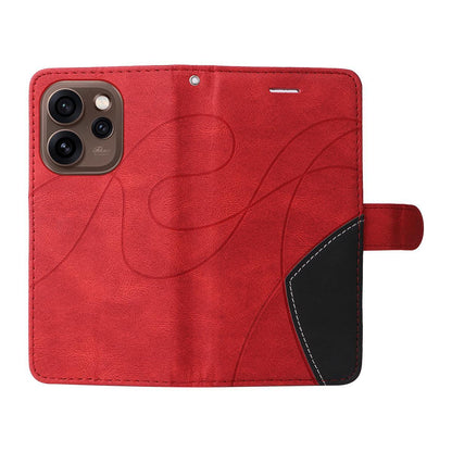 For OPPO Find X9 Ultra 5G Dual-color Splicing Flip Leather Phone Case - Red - EDA007758710B