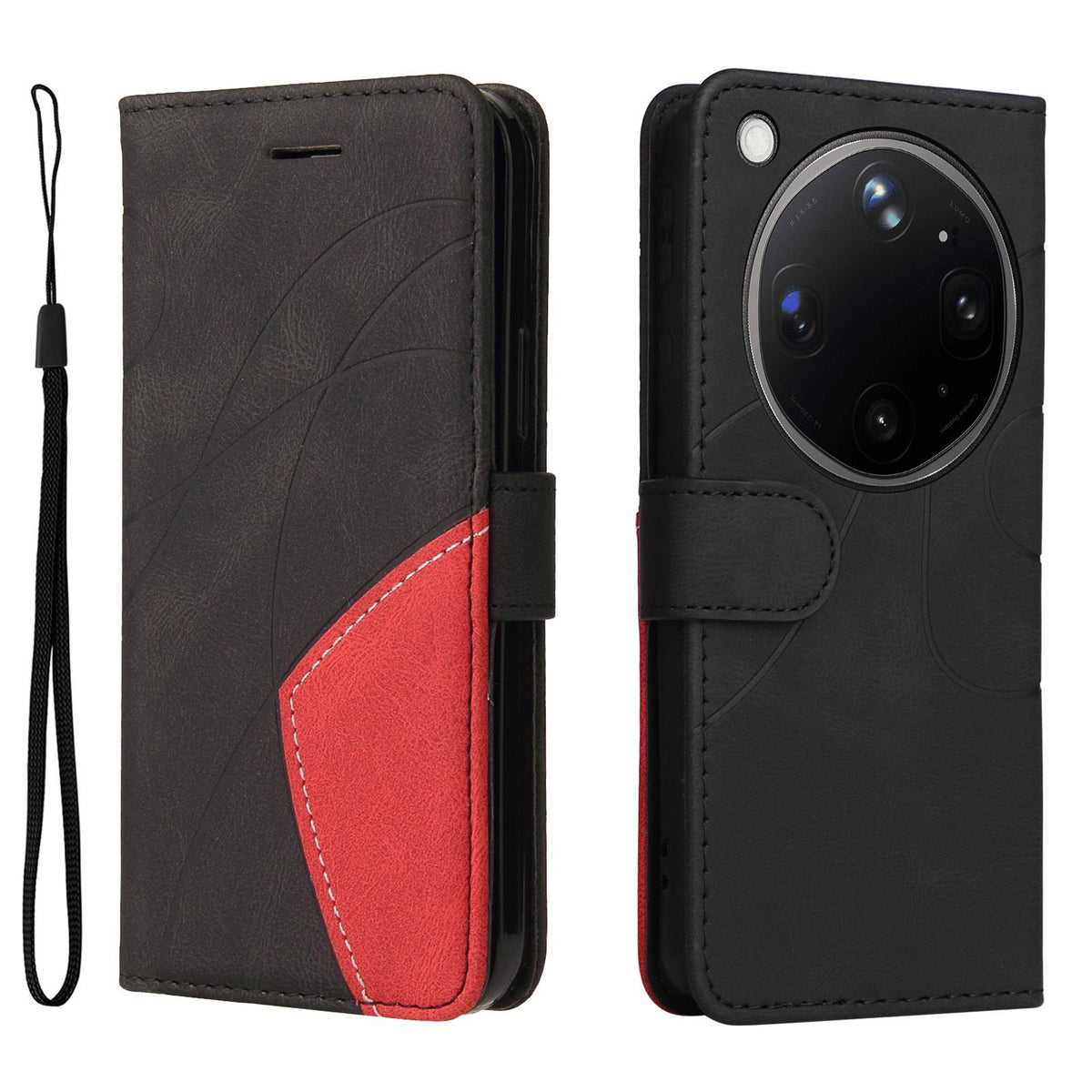 For OPPO Find X9 Ultra 5G Dual-color Splicing Flip Leather Phone Case - Black - EDA007758710C