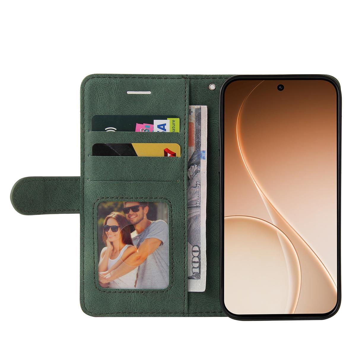 For OPPO Find X9 Ultra 5G Dual-color Splicing Flip Leather Phone Case - Green - EDA007758710D