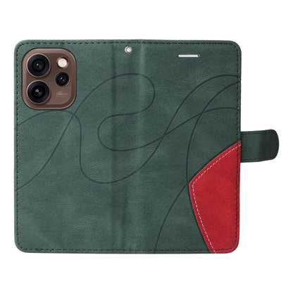 For OPPO Find X9 Ultra 5G Dual-color Splicing Flip Leather Phone Case - Green - EDA007758710D