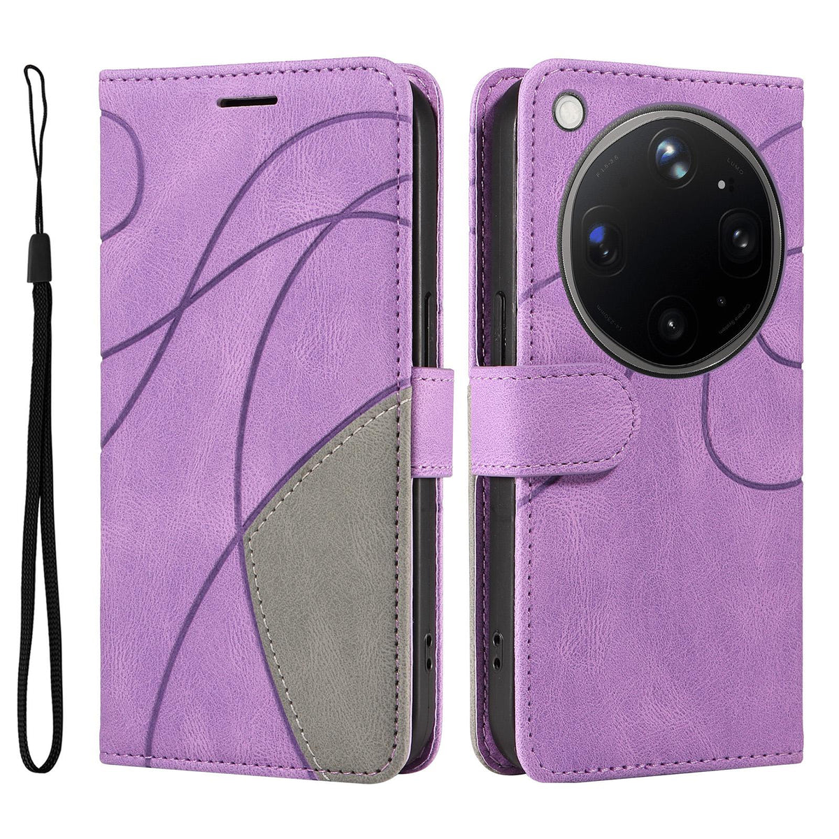 For OPPO Find X9 Ultra 5G Dual-color Splicing Flip Leather Phone Case - Purple - EDA007758710E