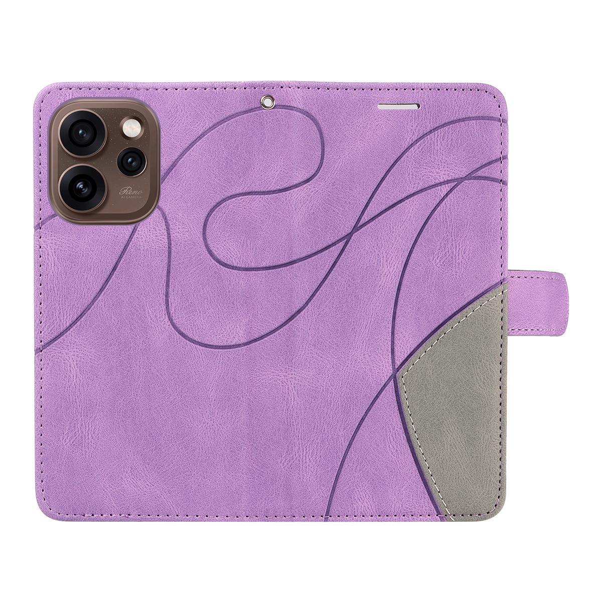 For OPPO Find X9 Ultra 5G Dual-color Splicing Flip Leather Phone Case - Purple - EDA007758710E