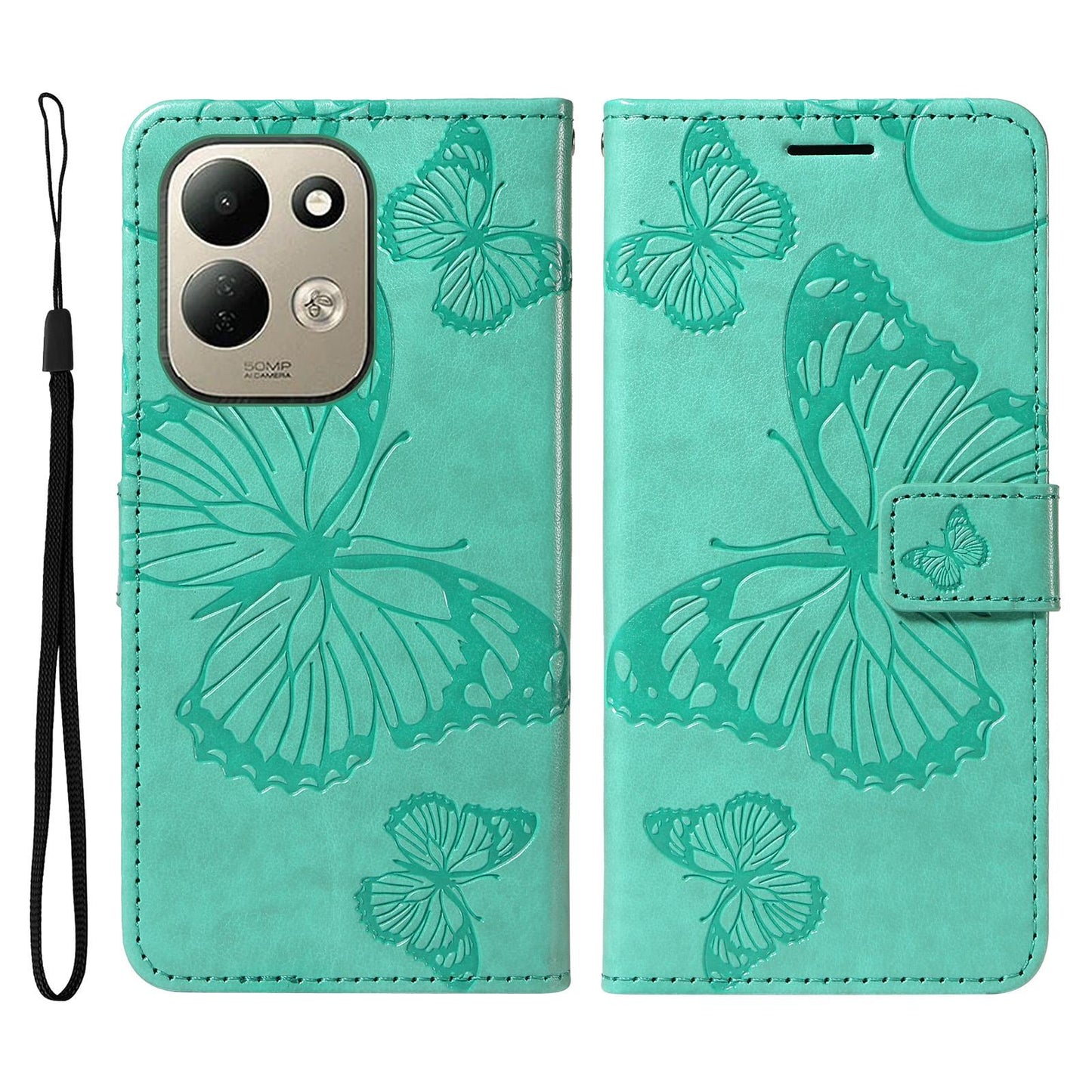 For Redmi 17 5G / 4G Global 170mm 3D Butterfly Embossed Pattern Flip Leather Phone Case(Green)
