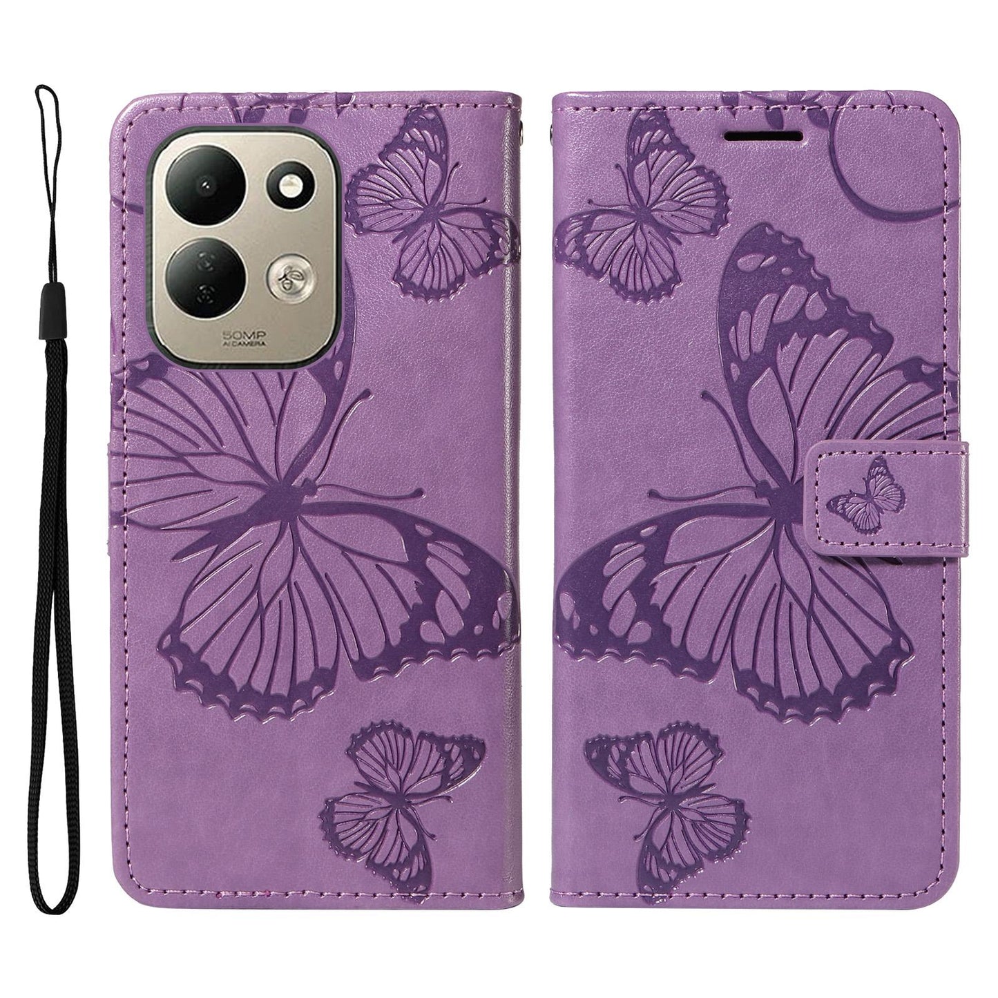 For Redmi 17 5G / 4G Global 170mm 3D Butterfly Embossed Pattern Flip Leather Phone Case(Purple)