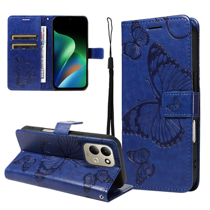 For Redmi 17 5G / 4G Global 170mm 3D Butterfly Embossed Pattern Flip Leather Phone Case(Blue)