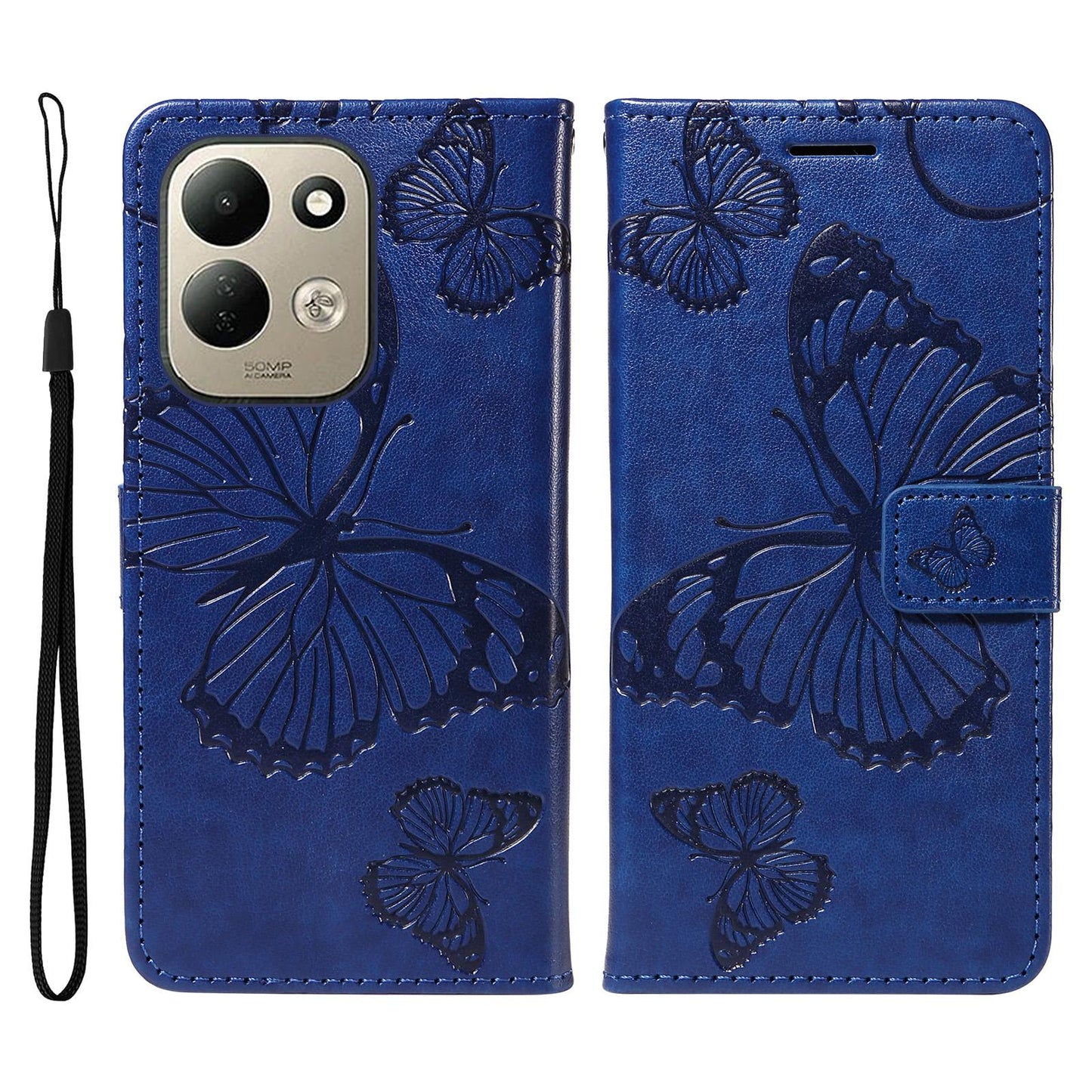 For Redmi 17 5G / 4G Global 170mm 3D Butterfly Embossed Pattern Flip Leather Phone Case(Blue)