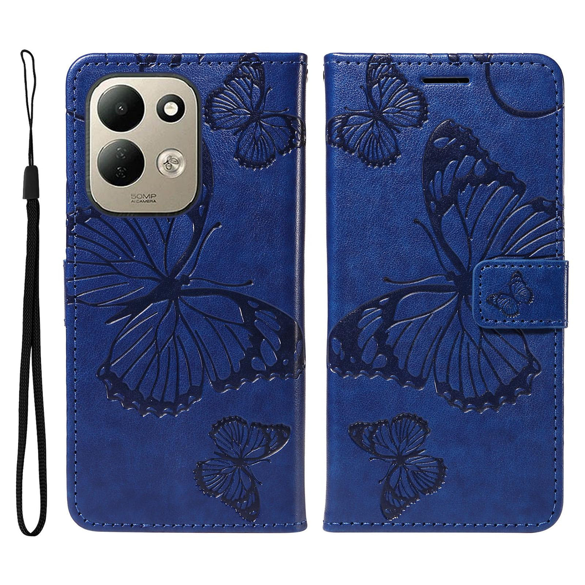 For Redmi 17 5G / 4G Global 170mm 3D Butterfly Embossed Pattern Flip Leather Phone Case - Blue - EDA007760104C
