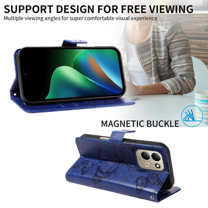 For Redmi 17 5G / 4G Global 170mm 3D Butterfly Embossed Pattern Flip Leather Phone Case(Blue)