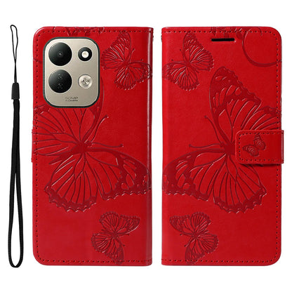 For Redmi 17 5G / 4G Global 170mm 3D Butterfly Embossed Pattern Flip Leather Phone Case(Red)