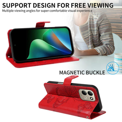 For Redmi 17 5G / 4G Global 170mm 3D Butterfly Embossed Pattern Flip Leather Phone Case(Red)