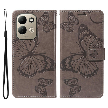 For Redmi 17 5G / 4G Global 170mm 3D Butterfly Embossed Pattern Flip Leather Phone Case(Grey)