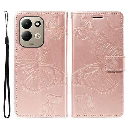 For Redmi 17 5G / 4G Global 170mm 3D Butterfly Embossed Pattern Flip Leather Phone Case(Rose Gold)