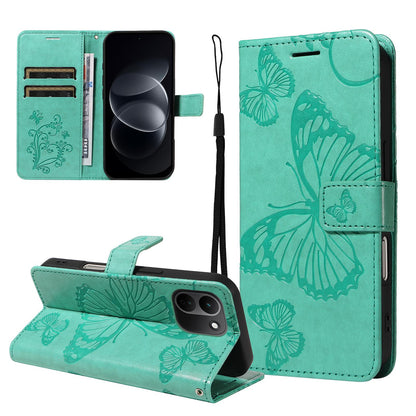 For Redmi Note 17 Pro+ 5G Global 163mm 3D Butterfly Embossed Pattern Flip Leather Phone Case(Green)