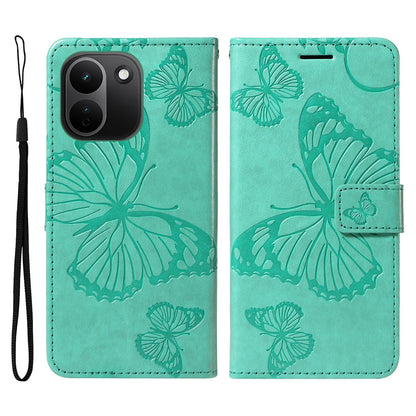 For Redmi Note 17 Pro+ 5G Global 163mm 3D Butterfly Embossed Pattern Flip Leather Phone Case(Green)