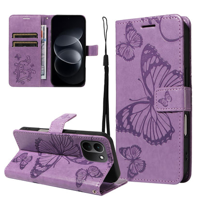 For Redmi Note 17 Pro+ 5G Global 163mm 3D Butterfly Embossed Pattern Flip Leather Phone Case(Purple)