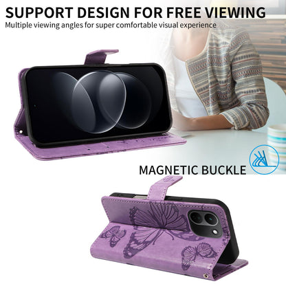 For Redmi Note 17 Pro+ 5G Global 163mm 3D Butterfly Embossed Pattern Flip Leather Phone Case(Purple)