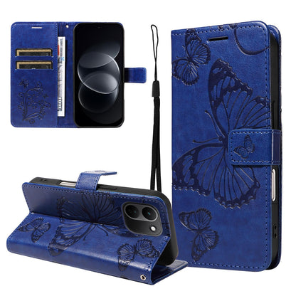 For Redmi Note 17 Pro+ 5G Global 163mm 3D Butterfly Embossed Pattern Flip Leather Phone Case(Blue)