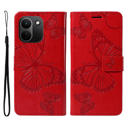 For Redmi Note 17 Pro+ 5G Global 163mm 3D Butterfly Embossed Pattern Flip Leather Phone Case(Red)