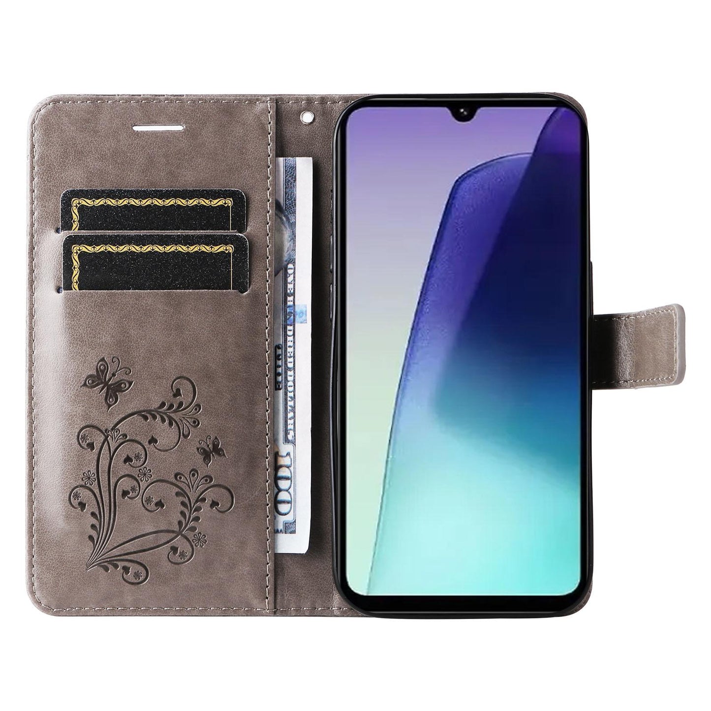 For Redmi Note 17 Pro+ 5G Global 163mm 3D Butterfly Embossed Pattern Flip Leather Phone Case(Grey)