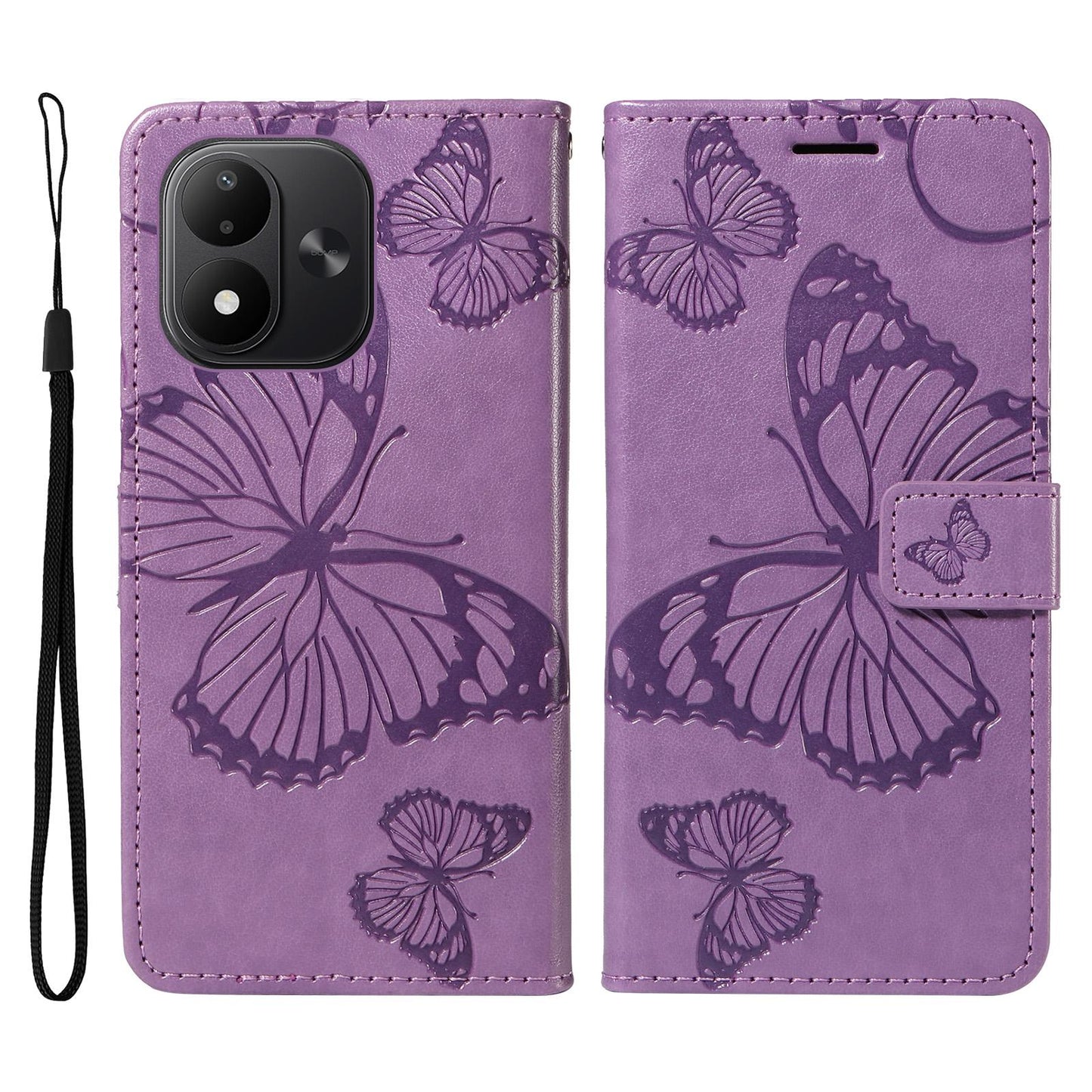 For Redmi Note 17 5G/4G Global 171mm 3D Butterfly Embossed Pattern Flip Leather Phone Case(Purple)