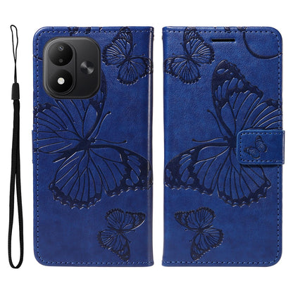 For Redmi Note 17 5G/4G Global 171mm 3D Butterfly Embossed Pattern Flip Leather Phone Case(Blue)