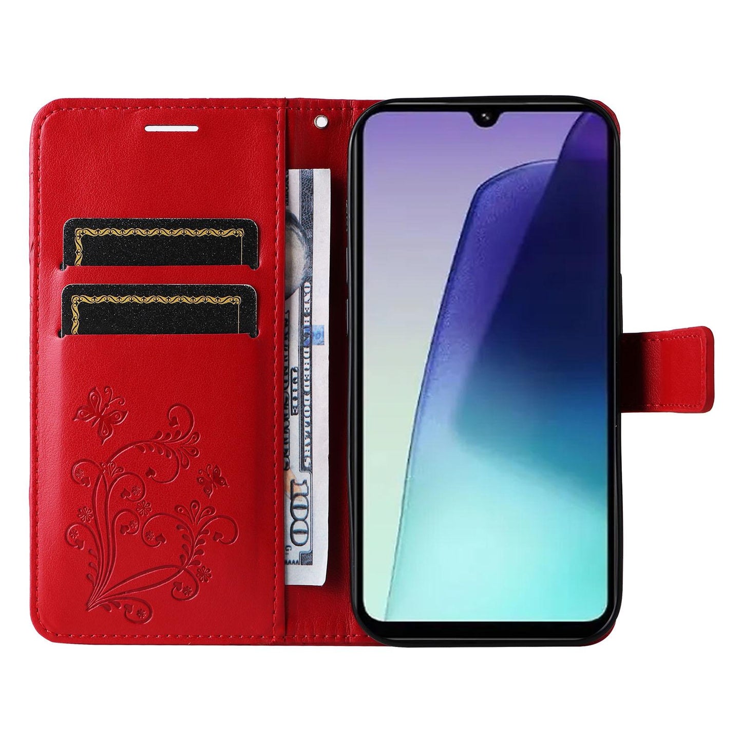 For Redmi Note 17 5G/4G Global 171mm 3D Butterfly Embossed Pattern Flip Leather Phone Case(Red)