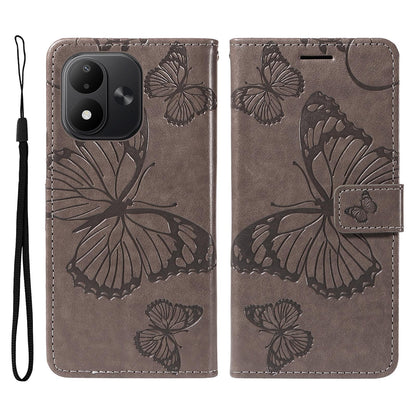 For Redmi Note 17 5G/4G Global 171mm 3D Butterfly Embossed Pattern Flip Leather Phone Case(Grey)