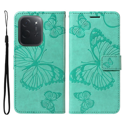 For Xiaomi Poco C95 Pro 3D Butterfly Embossed Pattern Flip Leather Phone Case(Green)