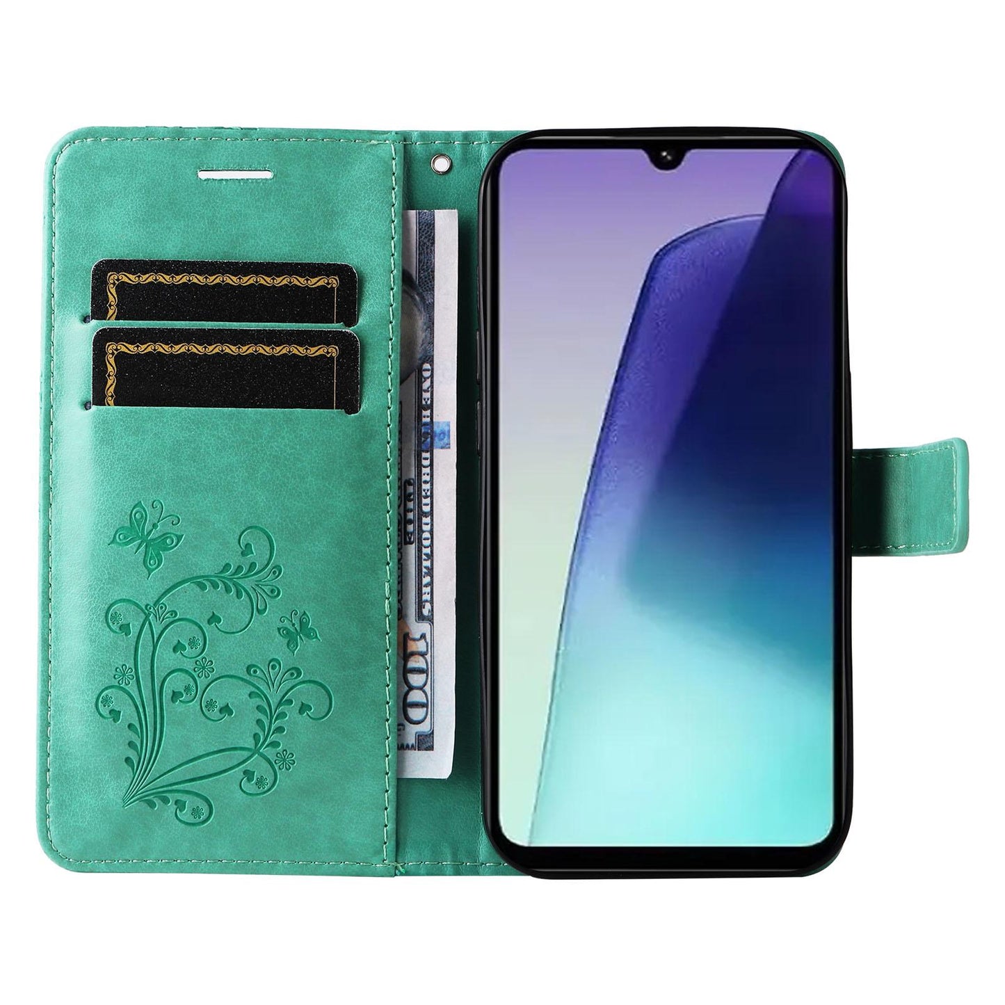 For Xiaomi Poco C95 Pro 3D Butterfly Embossed Pattern Flip Leather Phone Case(Green)