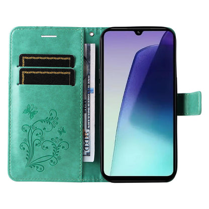 For Xiaomi Poco C95 Pro 3D Butterfly Embossed Pattern Flip Leather Phone Case(Green)