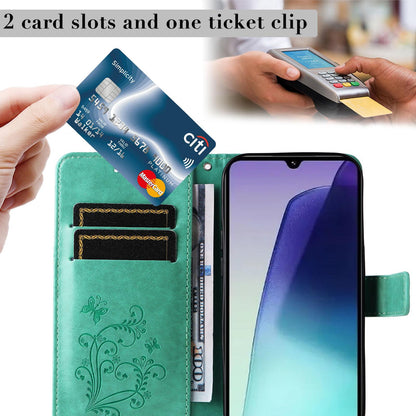 For Xiaomi Poco C95 Pro 3D Butterfly Embossed Pattern Flip Leather Phone Case(Green)